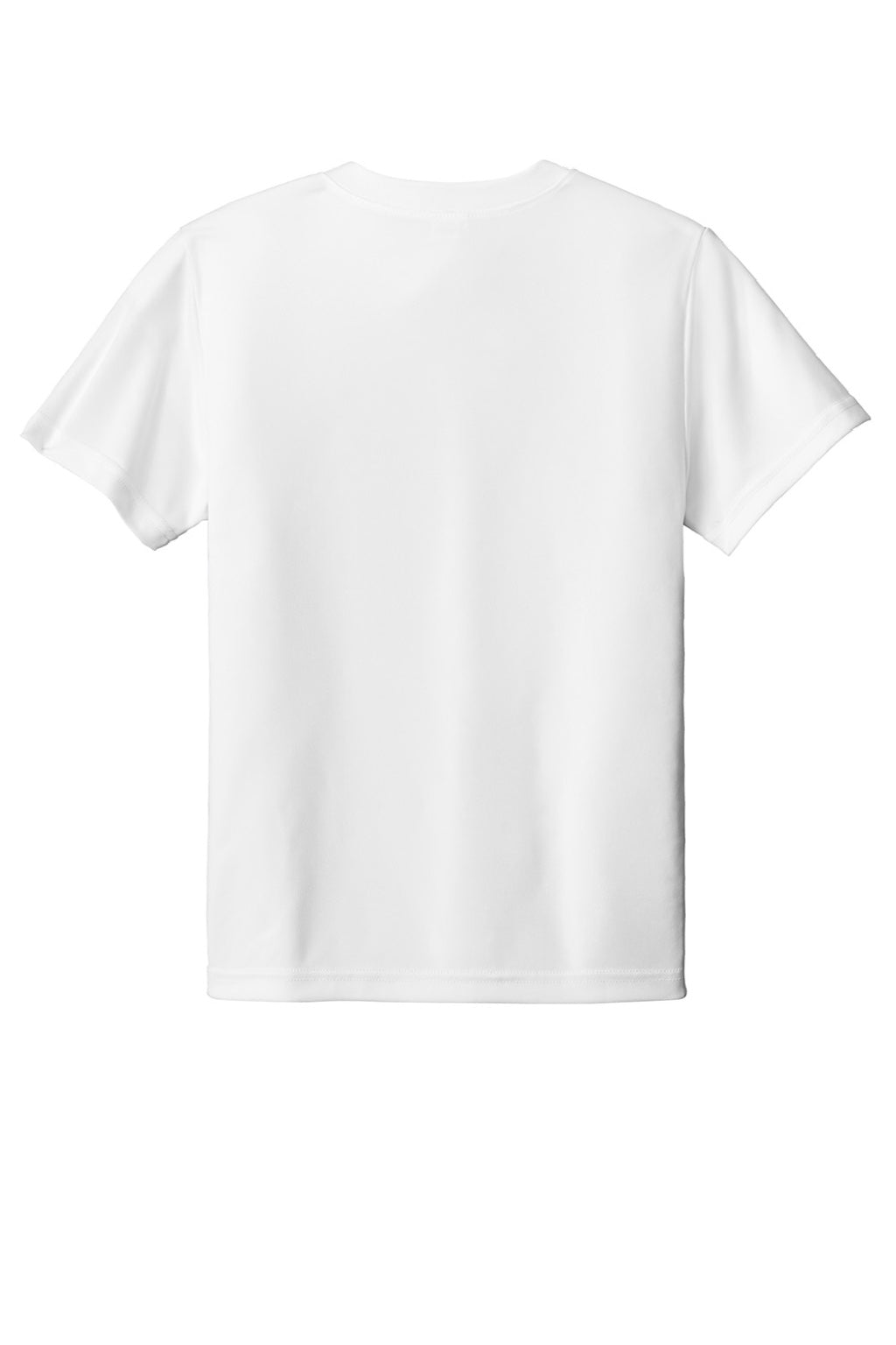 Sport-Tek YST101 Youth Moisture Wicking Competitor United Short Sleeve V-Neck T-Shirt White Flat Back