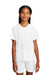 Sport-Tek YST101 Youth Moisture Wicking Competitor United Short Sleeve V-Neck T-Shirt White Model Front