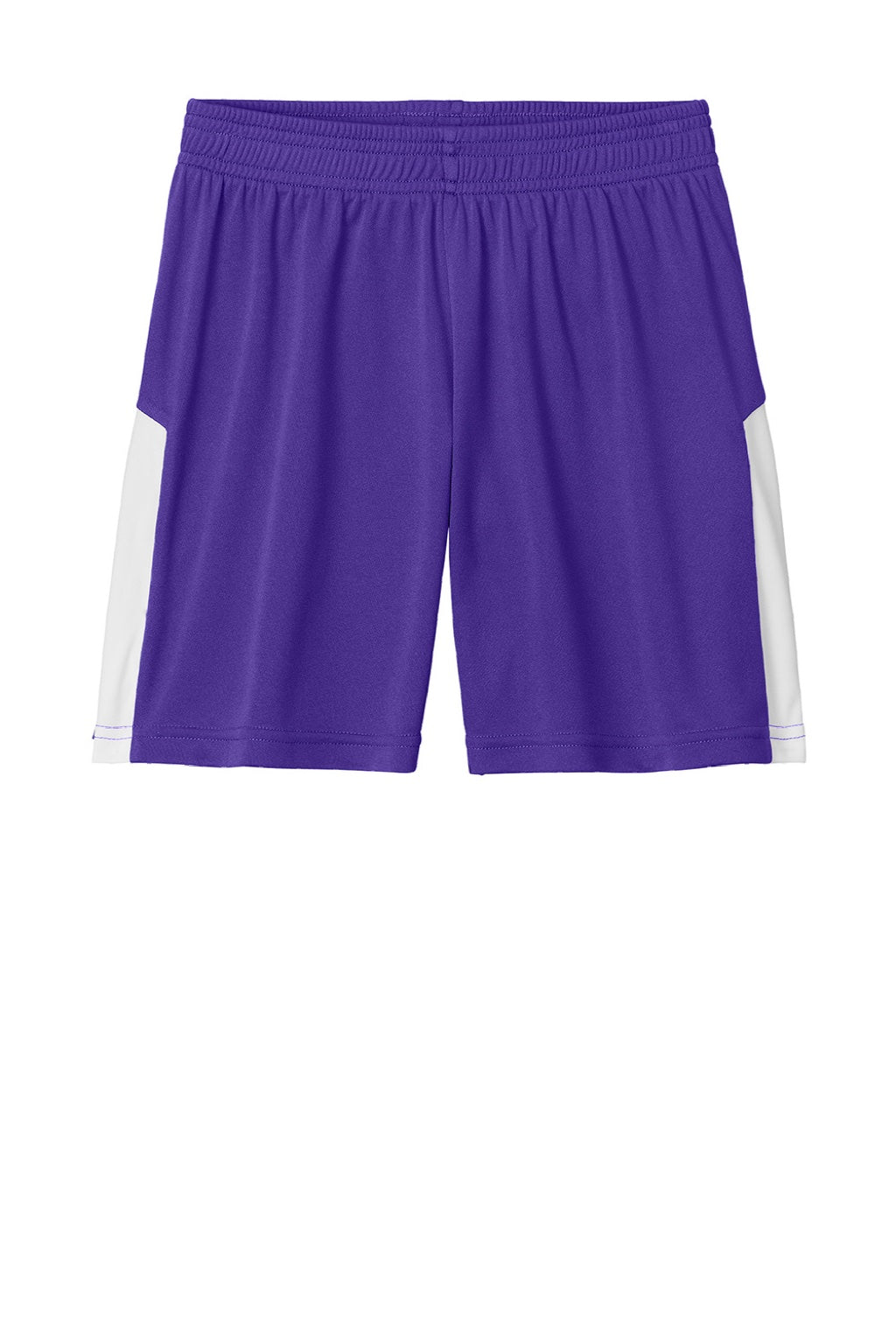 Sport-Tek YST103 Youth Moisture Wicking Competitor United Athletic Shorts Purple/White Flat Front