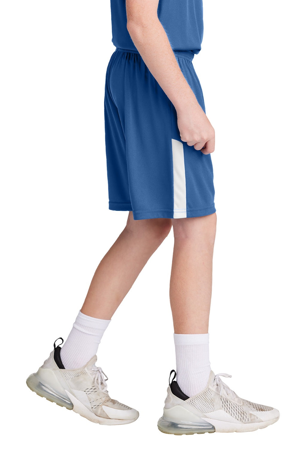 Sport-Tek YST103 Youth Moisture Wicking Competitor United Athletic Shorts Royal Blue/White Model Side