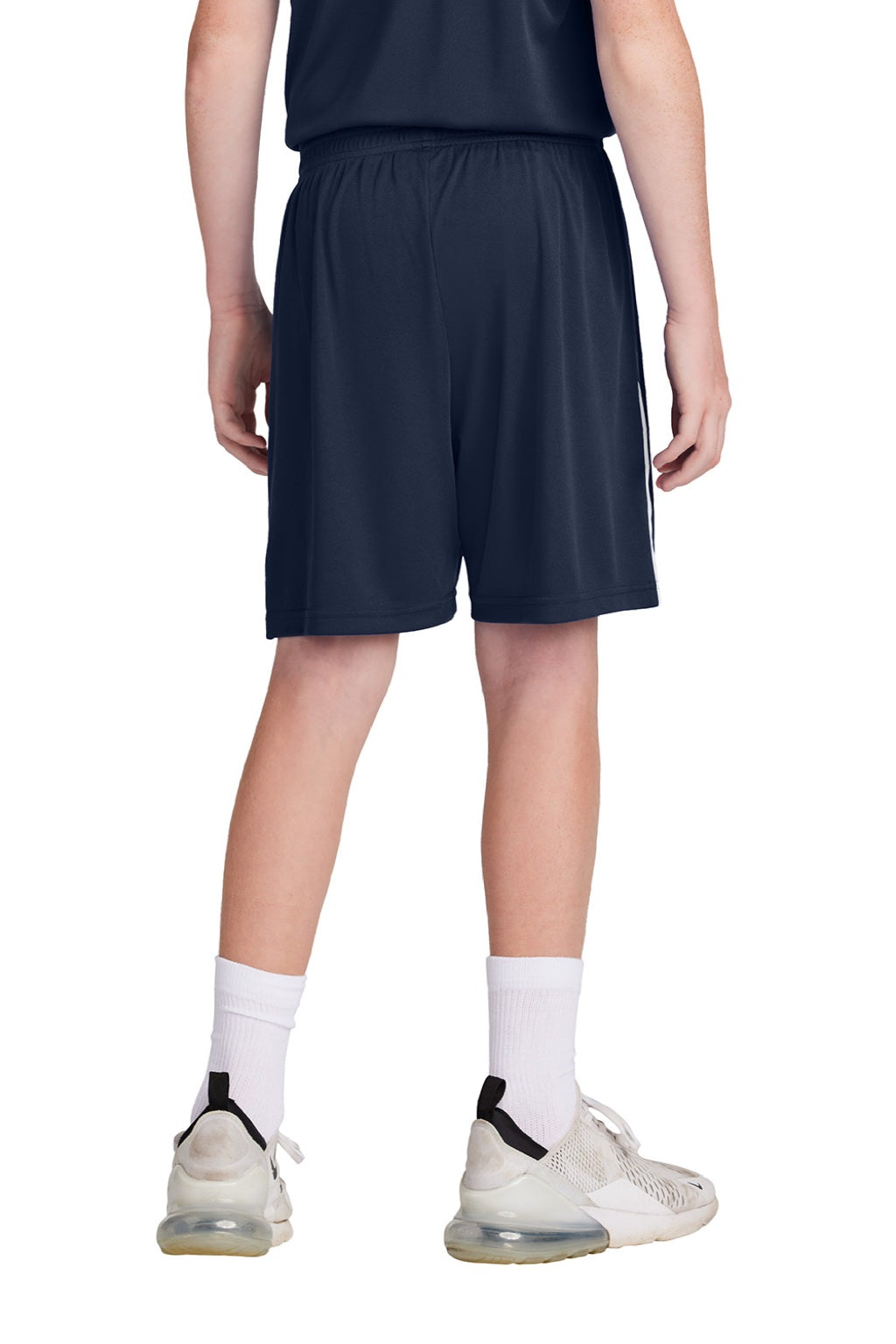 Sport-Tek YST103 Youth Moisture Wicking Competitor United Athletic Shorts True Navy Blue/White Model Back