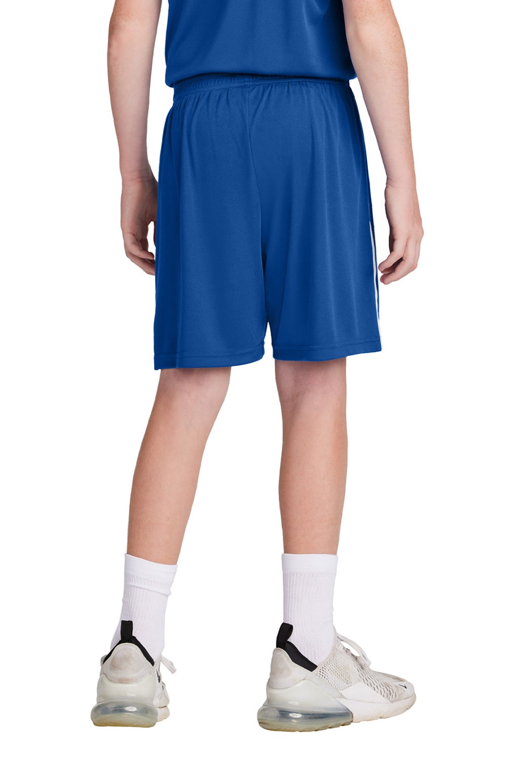 Sport-Tek YST103 Youth Moisture Wicking Competitor United Athletic Shorts True Royal Blue/White Model Back