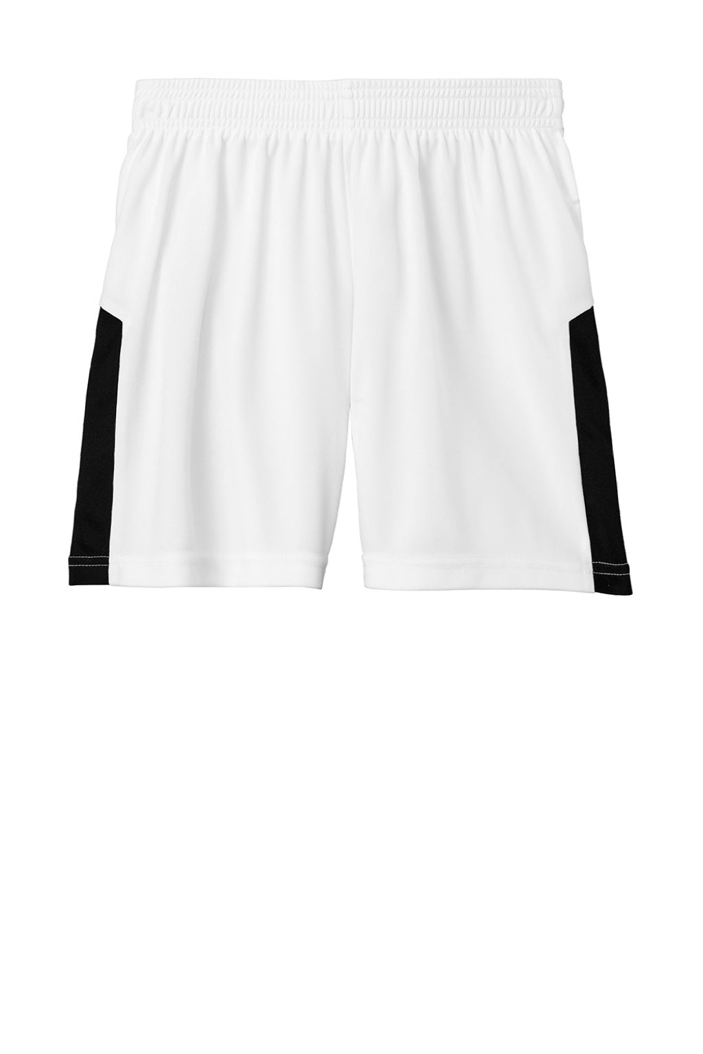 Sport-Tek YST103 Youth Moisture Wicking Competitor United Athletic Shorts White/Black Flat Front
