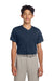 Sport-Tek YST220 Youth Tough Mesh Moisture Wicking Short Sleeve Jersey True Navy Blue Model Front