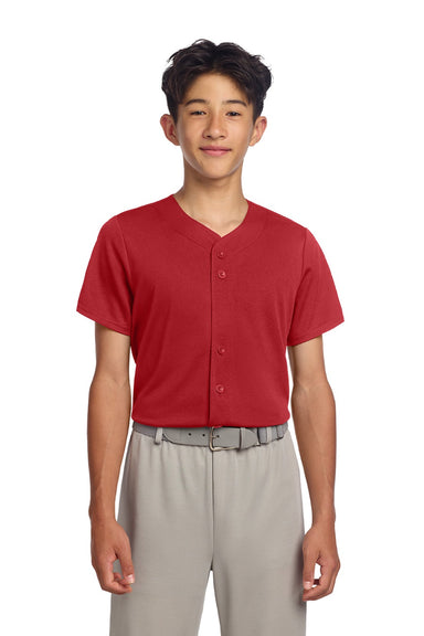 Sport-Tek YST220 Youth Tough Mesh Moisture Wicking Short Sleeve Jersey True Red Model Front
