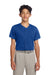 Sport-Tek YST220 Youth Tough Mesh Moisture Wicking Short Sleeve Jersey True Royal Blue Model Front
