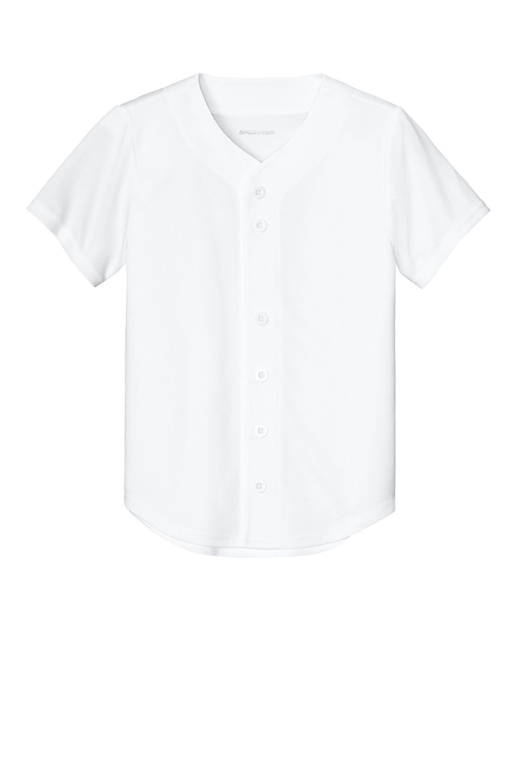 Sport-Tek YST220 Youth Tough Mesh Moisture Wicking Short Sleeve Jersey White Flat Front