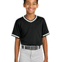 Sport-Tek Youth Tough Mesh V-Neck Baseball Jersey - Black - NEW