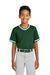 Sport-Tek YST221 Youth Tough Mesh V-Neck Baseball Jersey Forest Green Model Front