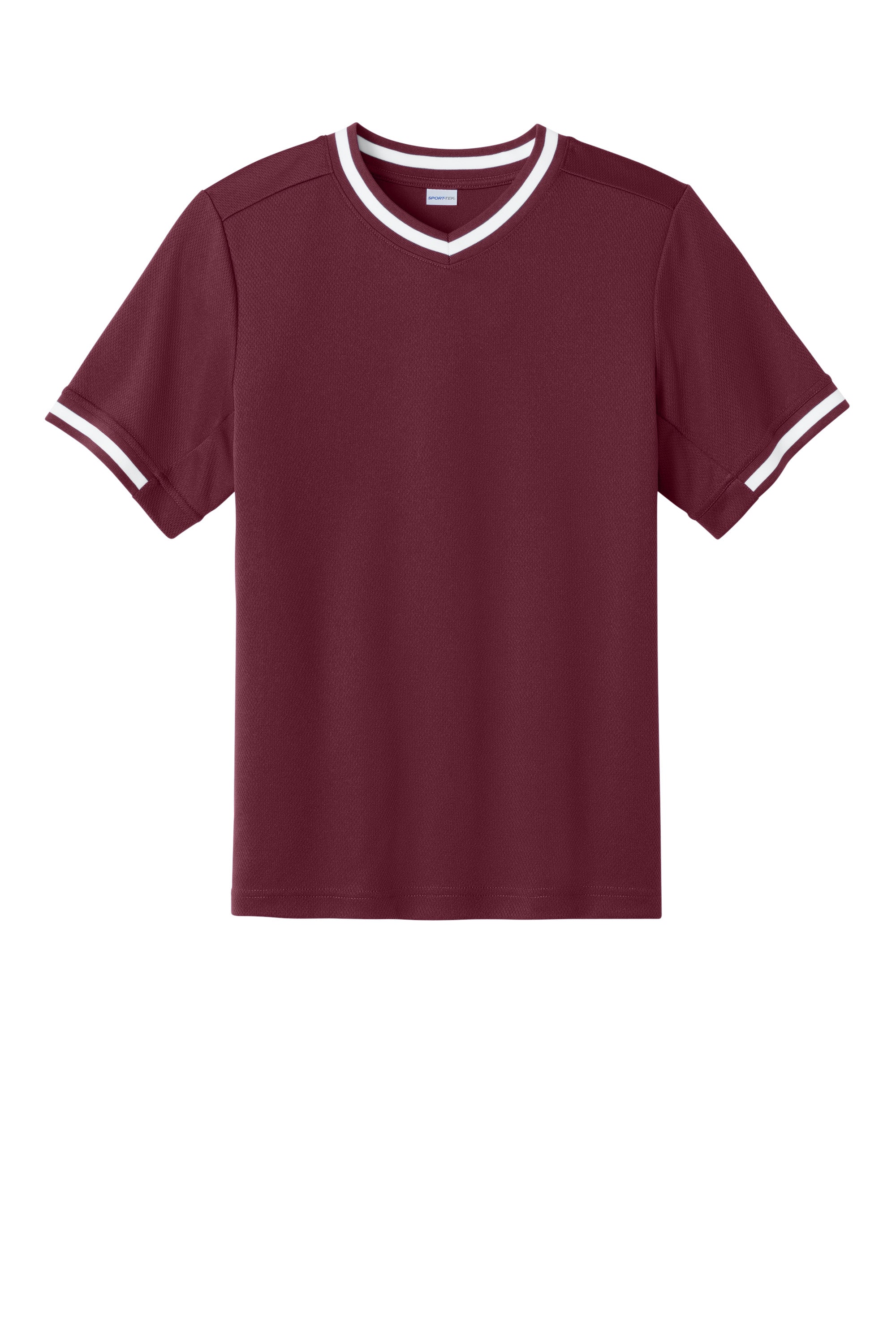 Sport-Tek YST221 Youth Tough Mesh V-Neck Baseball Jersey Maroon Flat Front
