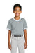 Sport-Tek YST221 Youth Tough Mesh V-Neck Baseball Jersey Silver Grey Model Front