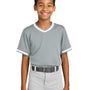 Sport-Tek Youth Tough Mesh V-Neck Baseball Jersey - Silver Grey - NEW