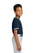 Sport-Tek YST221 Youth Tough Mesh V-Neck Baseball Jersey True Navy Blue Model Side