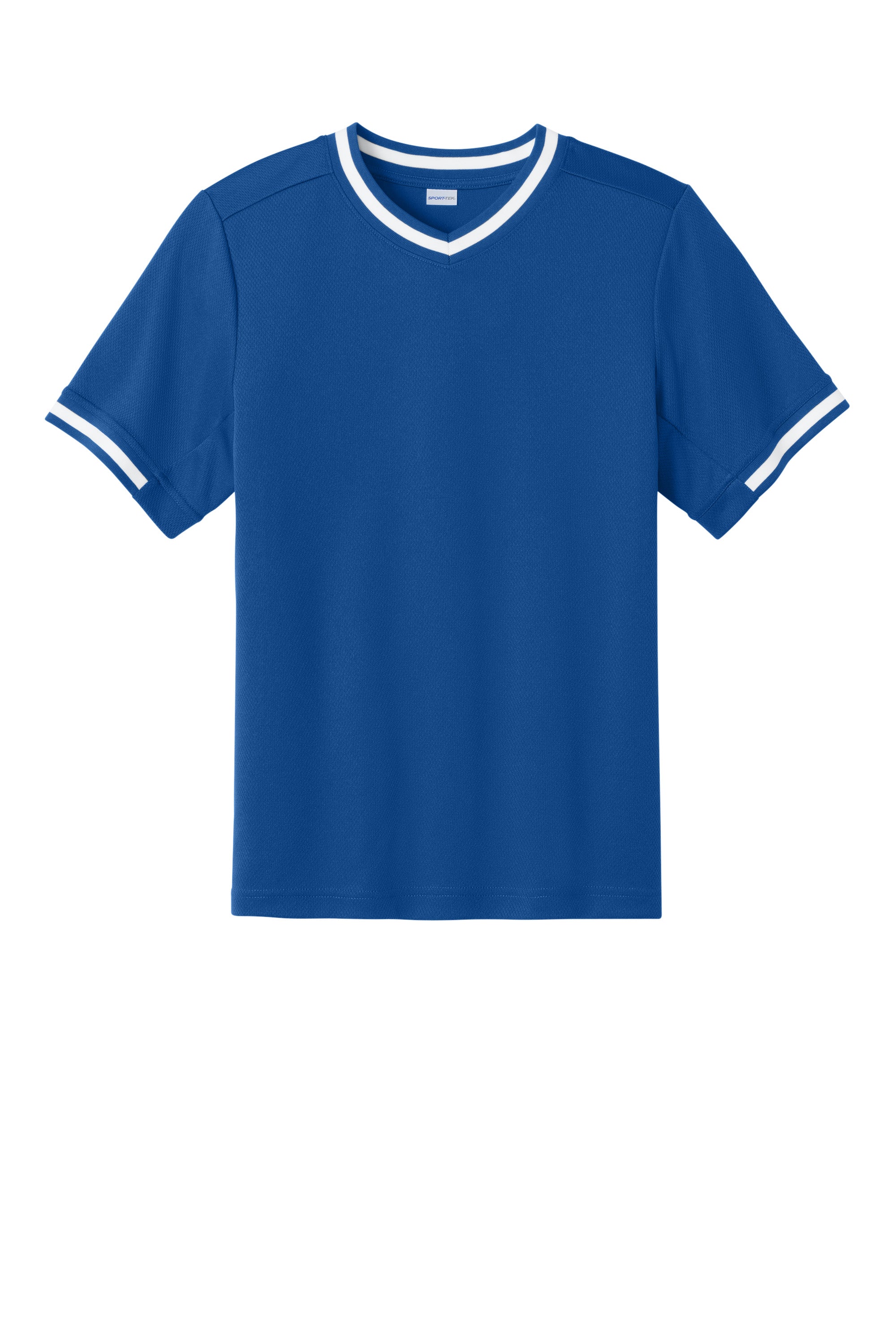 Sport-Tek YST221 Youth Tough Mesh V-Neck Baseball Jersey True Royal Blue Flat Front