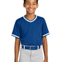 Sport-Tek Youth Tough Mesh V-Neck Baseball Jersey - True Royal Blue - NEW