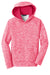 Sport-Tek YST225 Youth Electric Heather Moisture Wicking Fleece Hooded Sweatshirt Hoodie w/ Pouch Pocket Power Pink Electric Flat Front