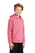Sport-Tek YST225 Youth Electric Heather Moisture Wicking Fleece Hooded Sweatshirt Hoodie w/ Pouch Pocket Power Pink Electric Model 3q