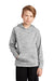 Sport-Tek YST225 Youth Electric Heather Moisture Wicking Fleece Hooded Sweatshirt Hoodie w/ Pouch Pocket Silver Grey Electric Model Front