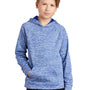 Sport-Tek Youth Electric Heather Moisture Wicking Fleece Hooded Sweatshirt Hoodie w/ Pouch Pocket - True Royal Blue Electric