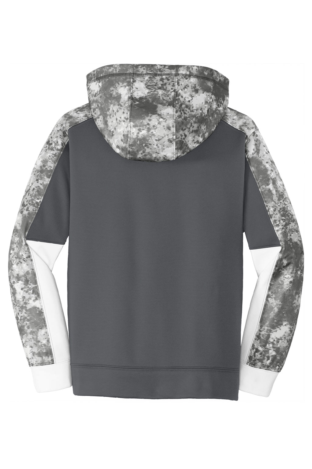 Sport-Tek YST231 Youth Sport-Wick Mineral Freeze Moisture Wicking Fleece Hooded Sweatshirt Hoodie w/ Pouch Pocket Dark Smoke Grey Flat Back