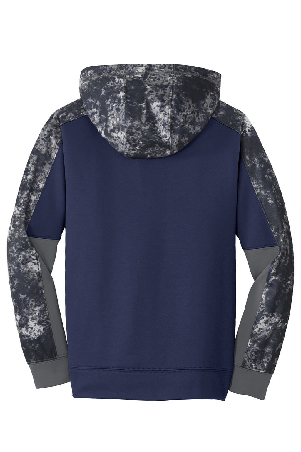 Sport-Tek YST231 Youth Sport-Wick Mineral Freeze Moisture Wicking Fleece Hooded Sweatshirt Hoodie w/ Pouch Pocket True Navy Blue Flat Back