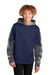Sport-Tek YST231 Youth Sport-Wick Mineral Freeze Moisture Wicking Fleece Hooded Sweatshirt Hoodie w/ Pouch Pocket True Navy Blue Model Front