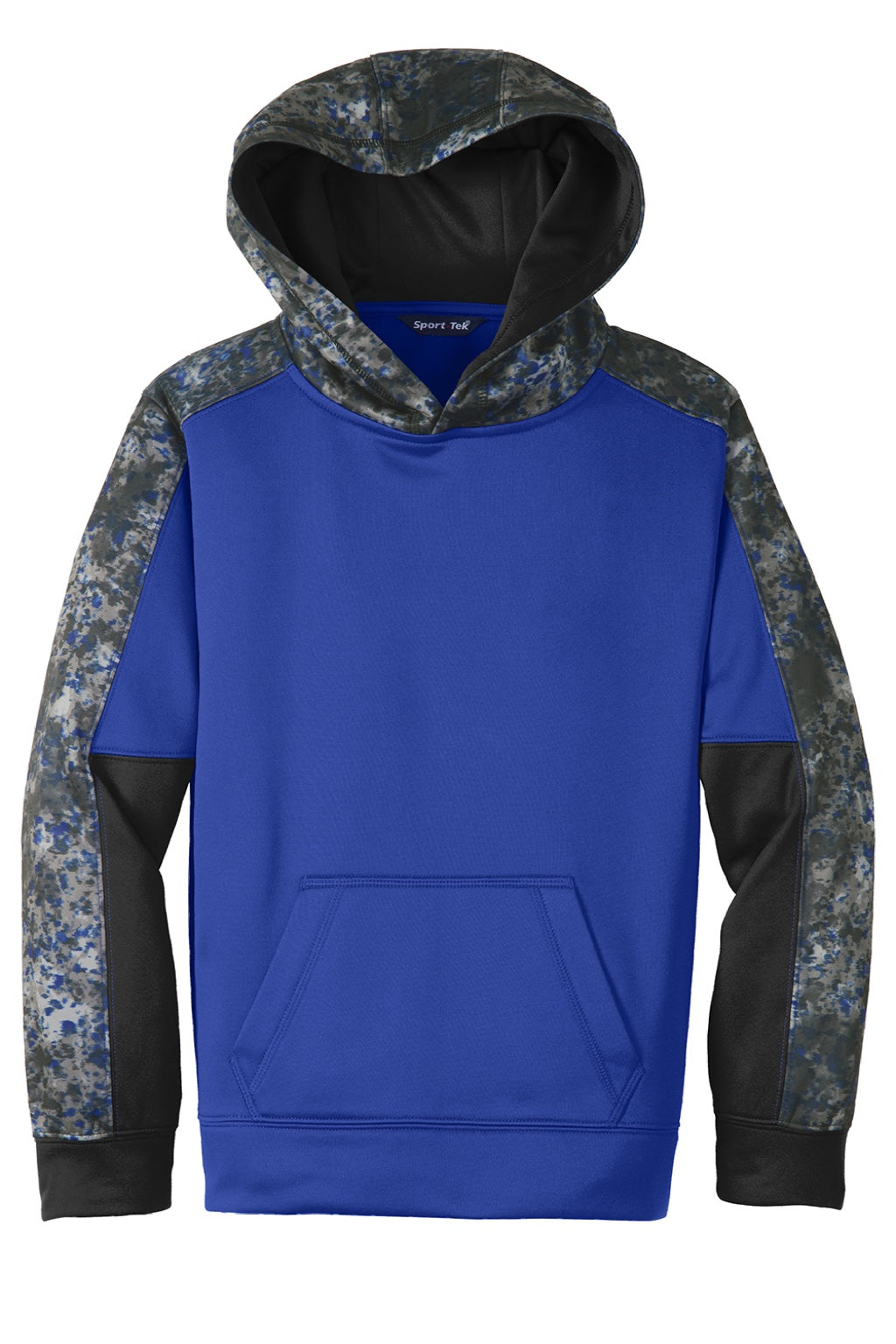 Sport-Tek YST231 Youth Sport-Wick Mineral Freeze Moisture Wicking Fleece Hooded Sweatshirt Hoodie w/ Pouch Pocket True Royal Blue Flat Front