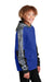 Sport-Tek YST231 Youth Sport-Wick Mineral Freeze Moisture Wicking Fleece Hooded Sweatshirt Hoodie w/ Pouch Pocket True Royal Blue Model Side