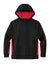 Sport-Tek YST235 Youth Sport-Wick Moisture Wicking Fleece Hooded Sweatshirt Hoodie w/ Pouch Pocket Black/Deep Red Flat Front