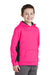 Sport-Tek YST235 Youth Sport-Wick Moisture Wicking Fleece Hooded Sweatshirt Hoodie w/ Pouch Pocket Neon Pink/Black Model 3q