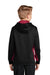 Sport-Tek YST239 Youth Sport-Wick CamoHex Moisture Wicking Fleece Hooded Sweatshirt Hoodie w/ Pouch Pocket Black/Deep Red Model Back