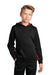 Sport-Tek YST239 Youth Sport-Wick CamoHex Moisture Wicking Fleece Hooded Sweatshirt Hoodie w/ Pouch Pocket Black/Deep Red Model Front