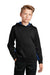 Sport-Tek YST239 Youth Sport-Wick CamoHex Moisture Wicking Fleece Hooded Sweatshirt Hoodie w/ Pouch Pocket Black/True Royal Blue Model Front