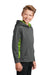 Sport-Tek YST239 Youth Sport-Wick CamoHex Moisture Wicking Fleece Hooded Sweatshirt Hoodie w/ Pouch Pocket Dark Smoke Grey/Lime Shock Green Model 3q