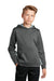 Sport-Tek YST239 Youth Sport-Wick CamoHex Moisture Wicking Fleece Hooded Sweatshirt Hoodie w/ Pouch Pocket Dark Smoke Grey/White Model Front