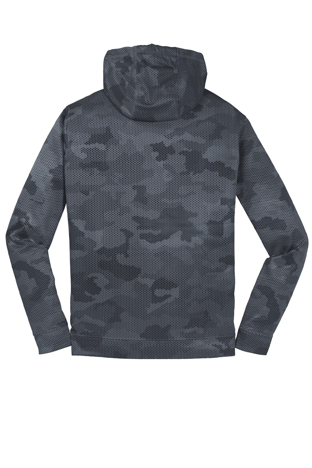 Sport-Tek YST240 Youth Sport-Wick CamoHex Moisture Wicking Fleece Hooded Sweatshirt Hoodie w/ Pouch Pocket Dark Smoke Grey Flat Back