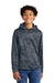 Sport-Tek YST240 Youth Sport-Wick CamoHex Moisture Wicking Fleece Hooded Sweatshirt Hoodie w/ Pouch Pocket Dark Smoke Grey Model Front