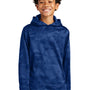 Sport-Tek Youth Sport-Wick CamoHex Moisture Wicking Fleece Hooded Sweatshirt Hoodie w/ Pouch Pocket - True Royal Blue