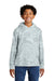 Sport-Tek YST240 Youth Sport-Wick CamoHex Moisture Wicking Fleece Hooded Sweatshirt Hoodie w/ Pouch Pocket White Model Front