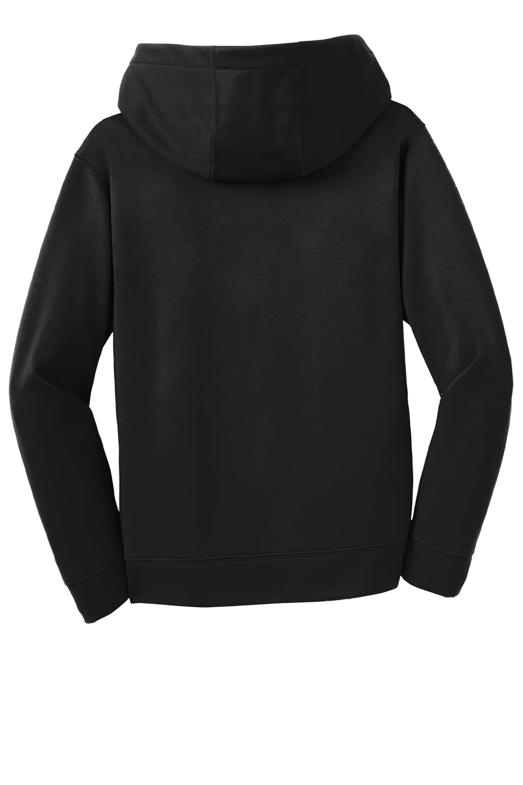 Sport-Tek YST244 Youth Sport-Wick Moisture Wicking Fleece Hooded Sweatshirt Hoodie w/ Pouch Pocket Black Flat Back