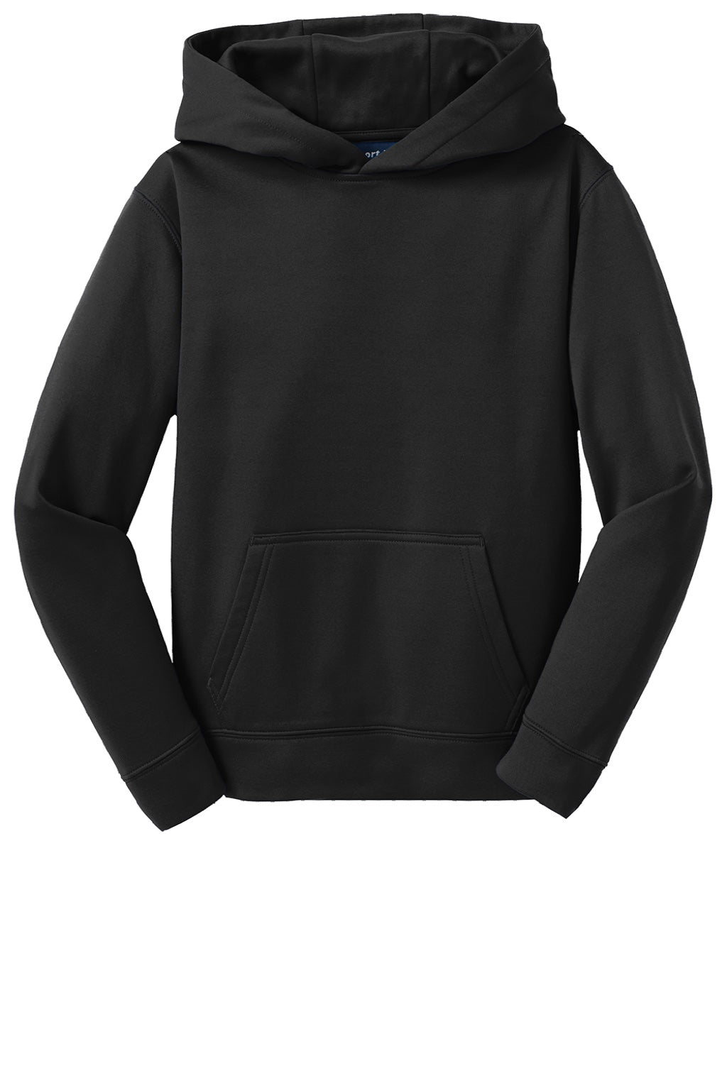 Sport-Tek YST244 Youth Sport-Wick Moisture Wicking Fleece Hooded Sweatshirt Hoodie w/ Pouch Pocket Black Flat Front
