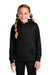 Sport-Tek YST244 Youth Sport-Wick Moisture Wicking Fleece Hooded Sweatshirt Hoodie w/ Pouch Pocket Black Model Front