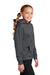 Sport-Tek YST244 Youth Sport-Wick Moisture Wicking Fleece Hooded Sweatshirt Hoodie w/ Pouch Pocket Dark Smoke Grey Model Side