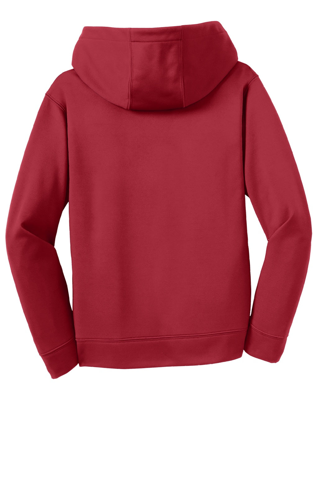 Sport-Tek YST244 Youth Sport-Wick Moisture Wicking Fleece Hooded Sweatshirt Hoodie w/ Pouch Pocket Deep Red Flat Back