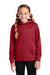 Sport-Tek YST244 Youth Sport-Wick Moisture Wicking Fleece Hooded Sweatshirt Hoodie w/ Pouch Pocket Deep Red Model Front