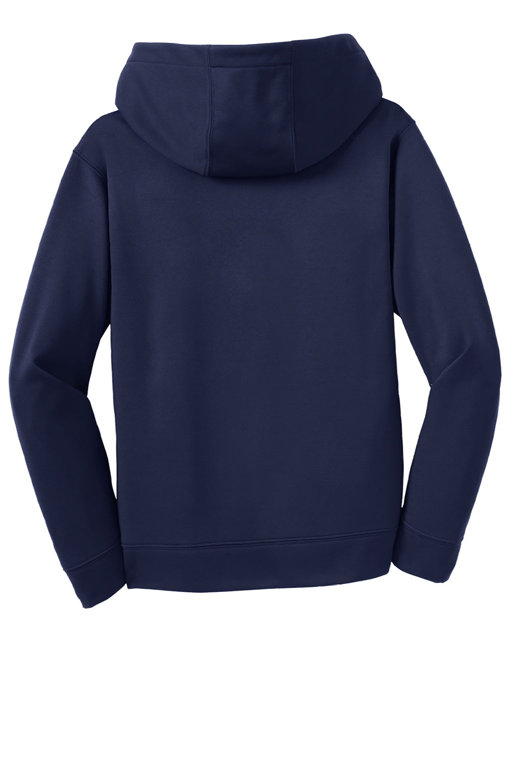 Sport-Tek YST244 Youth Sport-Wick Moisture Wicking Fleece Hooded Sweatshirt Hoodie w/ Pouch Pocket Navy Blue Flat Back