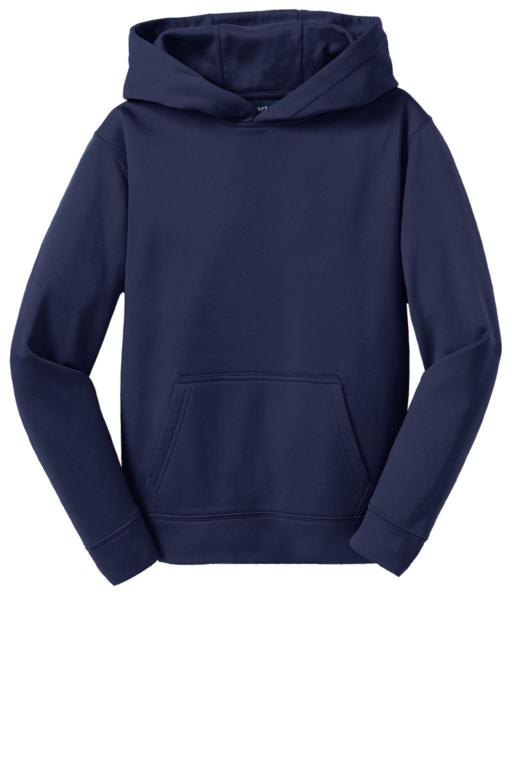 Sport-Tek YST244 Youth Sport-Wick Moisture Wicking Fleece Hooded Sweatshirt Hoodie w/ Pouch Pocket Navy Blue Flat Front