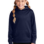 Sport-Tek Youth Sport-Wick Moisture Wicking Fleece Hooded Sweatshirt Hoodie w/ Pouch Pocket - Navy Blue