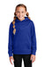Sport-Tek YST244 Youth Sport-Wick Moisture Wicking Fleece Hooded Sweatshirt Hoodie w/ Pouch Pocket True Royal Blue Model Front