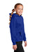 Sport-Tek YST244 Youth Sport-Wick Moisture Wicking Fleece Hooded Sweatshirt Hoodie w/ Pouch Pocket True Royal Blue Model Side